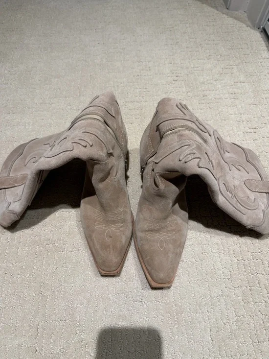 Dolce Vita Taupe Suede Western Knee-High Boots - Picture 2 of 4